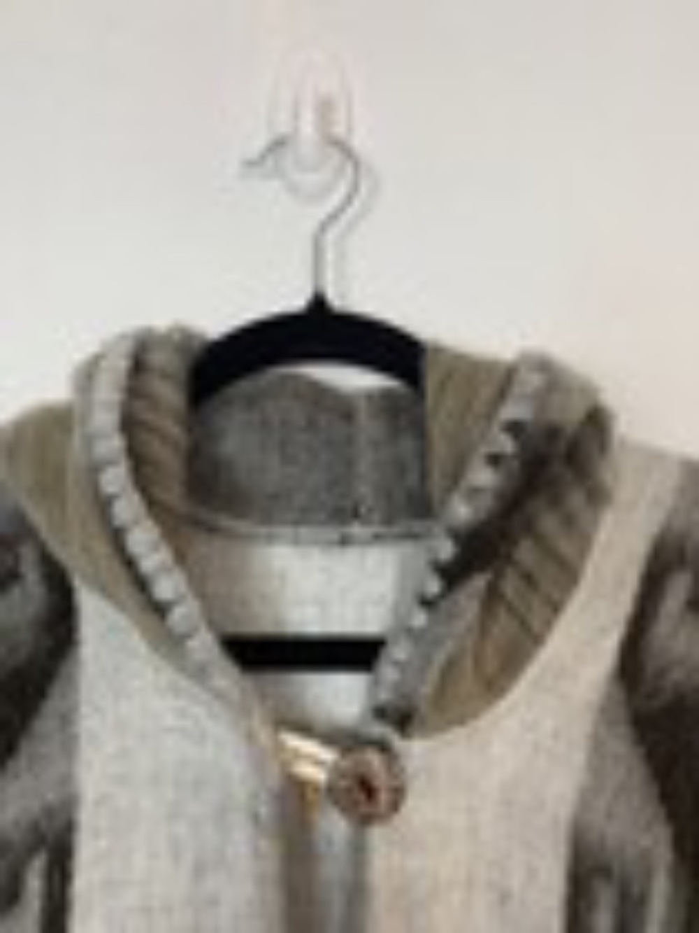 Alpaca Wool Blend Poncho with Hood Brown Gray Cream One Size Western Boho Unisex - Picture 2 of 12